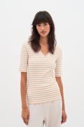 InWear Dagnaiw Striped V Tshirt Kvinde Alabaster/pure White Stripe Kor...