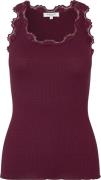 Rosemunde Silk top w/ Lace Kvinde Maroon Red Toppe Str L - hos Magasin