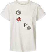 Rabens Saloner Love Patch Tshirt - Ambla Kvinde Chalk Kortærmede T-shi...