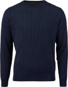 Stenströms Crew Neck Cable Merino Mand Navy Sweaters Str L Merino - ho...