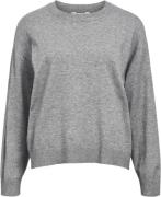 Object Objthess OZ L/S Knit Oneck Pullove Kvinde Medium Grey Melange T...