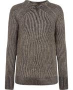 Montego Plated Rib Ragla Kvinde Black Sweaters Str 40 - hos Magasin