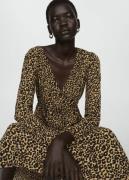 MANGO Leopard Gown Kvinde Brown Maxi Kjoler Str L - hos Magasin