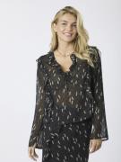 Neo Noir Carola Flower Branch Blouse Kvinde Black Langærmede Bluser St...