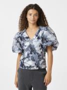 Neo Noir Camia Brocade Floral Blouse Kvinde Floral Grey Kortærmede Blu...