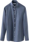 ETON Mid Blue Herringbone Wrinkle Free Flannel Shirt Mand Blå Langærme...