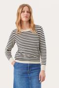 Part Two Gertiepw PU Kvinde Whitecap Gray Stripe Sweaters Relaxed Fit ...