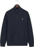 Gant Cotton Textured Half ZIP Mand Evening Blue Sweaters Str L - hos M...