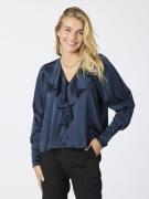 Neo Noir Sandie Sateen Blouse Kvinde Navy Langærmede Bluser Str 40 - h...