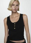 MANGO Top With Straps and Buttons Kvinde Black Langærmede Bluser Str L...