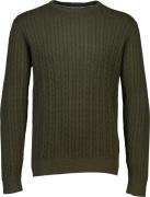 Lindbergh Oneck Cable Knit Mand Army Mel Sweaters Str L - Bomuld hos M...