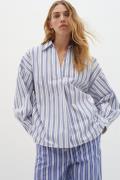 InWear Lulaiw Blouse Kvinde Blue Narrow Stripe Langærmede Bluser Relax...