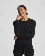 Gai&Lisva Thyra L/S Wool Top Kvinde Black Langærmede T-shirts Str L - ...