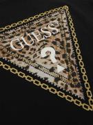 GUESS SS CN Triangle LEO TEE Kvinde Jet Black A996 Kortærmede T-shirts...