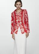 MANGO Printed Oversize Shirt Kvinde Red Skjorter Str XS - hos Magasin