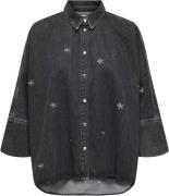 ONLY Onlgrace 3/4 Flower EMB DNM Shirt C Kvinde Washed Black/flower Em...