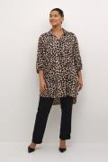 Kaffe Curve Kcsonna Shirt Kvinde Leopard Print Langærmede Bluser Str 4...