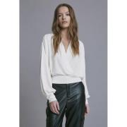 Minus Gasia Modal Wrap Blouse Kvinde Broken White Langærmede Bluser St...