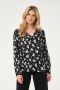 Kaffe Kaamber Blouse LS Printed Kvinde Black/white Flower Print Langær...