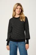 Kaffe Kalizza Striped Pullover Kvinde Black /Turtledove Slim Stripe Sw...