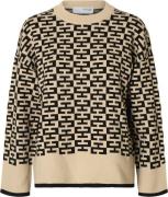 Selected Femme Slfkamma LS Knit Oneck D2 Kvinde Irish Cream/black Swea...