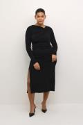 Kaffe Curve Kcaidi Jersey Dress Kvinde Black Deep Midi Kjoler Str L - ...