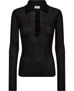 Filippa K Knit Polo Sweater Kvinde Black Sweaters Str L - hos Magasin