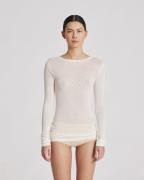 Gai&Lisva Fermi L/S Silk Top Kvinde Off White Langærmede T-shirts Str ...