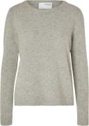 Selected Femme Slfmanila LS Knit Cashmere Oneck N Kvinde Grå Sweaters ...