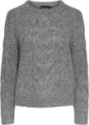 Pieces Pcnina LS Oneck Knit Noos BC Kvinde Medium Grey Melange Sweater...