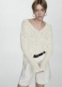 MANGO Longsleeve Knitted Sweater Kvinde Natural White Sweaters Str S -...