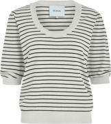 Minus Pam Striped Knit Tshirt Kvinde Sand Gray Stripe Kortærmede T-shi...