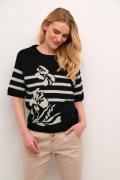 Cream Crdela Knit Blouse Kvinde Pitch Black Scroll Stripe Sweaters Str...