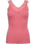 Rosemunde Organic top w/ Lace Kvinde Desert Rose Toppe Str L - Bomuld ...