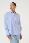 Kaffe Katara Shirt Kvinde Light Blue Pin Stripe Langærmede Skjorter St...