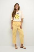 Kaffe Kasakura HW Cropped Pants Kvinde Pale Banana Bukser Casual Fit S...