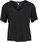 Object Objannie RE S/S Vneck TOP Noos Kvinde Black Kortærmede T-shirts...