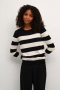 Kaffe Kalizza Striped Knit Pullover Kvinde Black / Turtledove Stripe S...