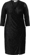 Evoked Vila Vivelvet 3/4 Wrap Short Dress/cur/d Kvinde Black/silver Lu...