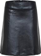 Selected Femme Slfnew IBI MW Leather Skirt B Noos Kvinde Sort Korte Ne...