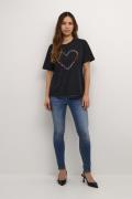 Culture Cuamora Heart Tshirt Kvinde Black Kortærmede T-shirts Str L - ...