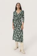 Soaked in Luxury Slhanadi Printed Vneck Dress Kvinde Kombu Green Swirl...