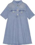 Ganni Heavy Denim Mini Dress Kvinde Tint Wash Korte Kjoler Str 40 Deni...