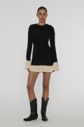 ROTATE Birger Christensen Mini Ruched Ls Dress Kvinde 1000 Black Comb....