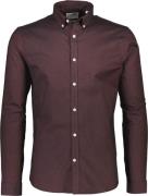 Lindbergh Oxford Superflex Shirt L/S Mand Deep Red Mix Langærmede Skjo...