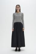 InWear Dagnamaiw LS Dress Kvinde Black / Whisper White Maxi Kjoler Sli...