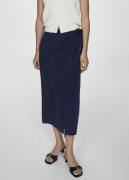 MANGO Lyocell Sarong Skirt Kvinde Open Blue Midi Nederdele Str L - hos...