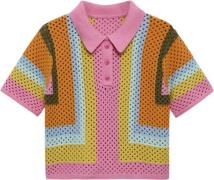 MANGO Combined Crochet Polo Shirt Kvinde Pink Sweaters Str L - hos Mag...