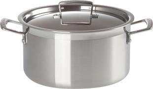 Le Creuset Dyb Gryde m. låg 6 l. Blank Stål Str 24 cm. - Gryder Stål h...