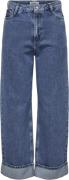 ONLY Onlhope HW Wide Fold UP DNM CRO Kvinde Blå Wide Jeans Str "30/""3...